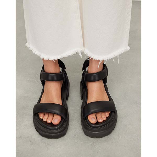 Allsaints Australia Womens Helium Leather Sandals Black AU37-308